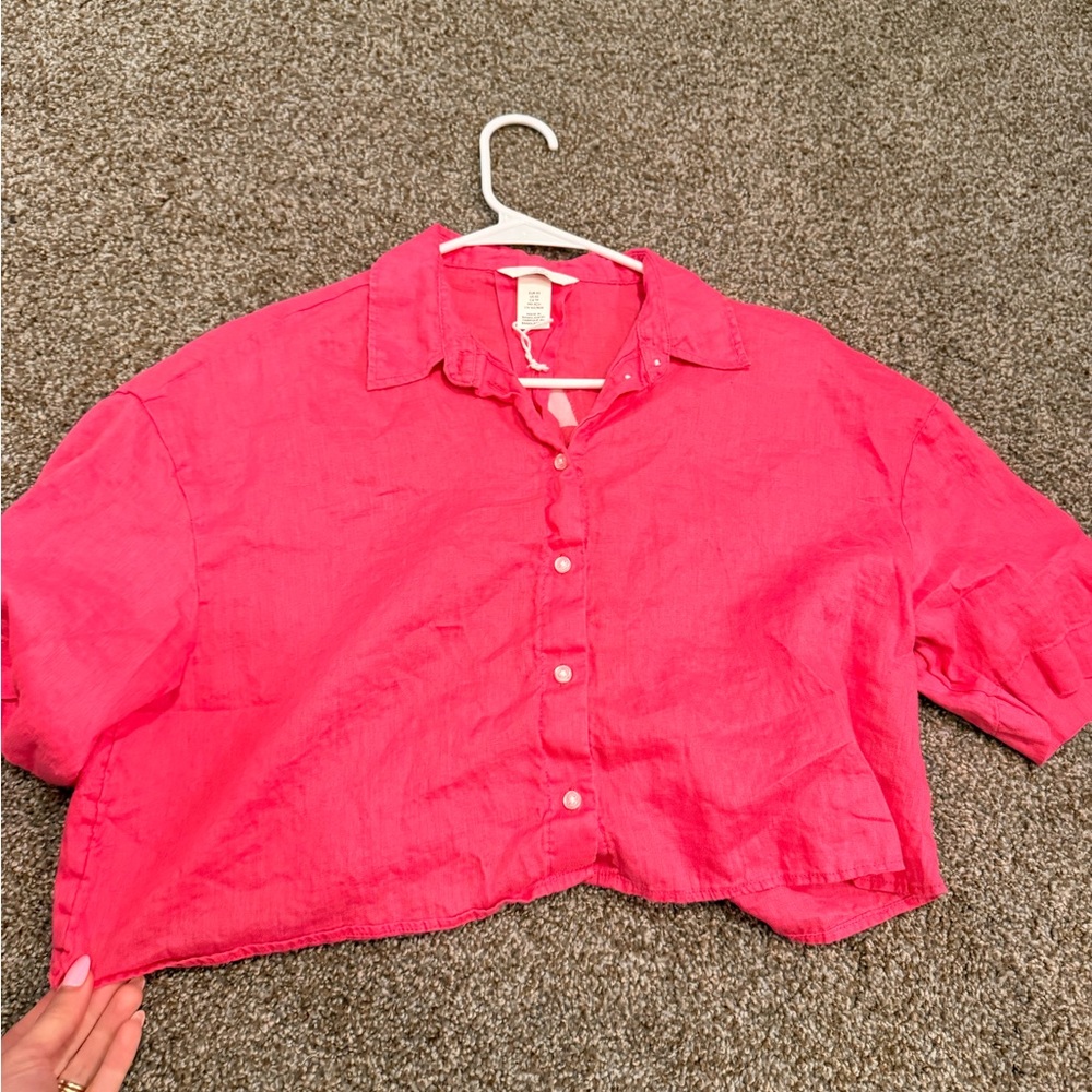 Bright Pink Button-Up Shirt